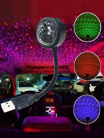 USB Car Starry Sky Ceiling Light, LED Car Projector Ambient Light, Suitable For Car, Bedroom And Party LED Ambient Lighting - Portable Decor