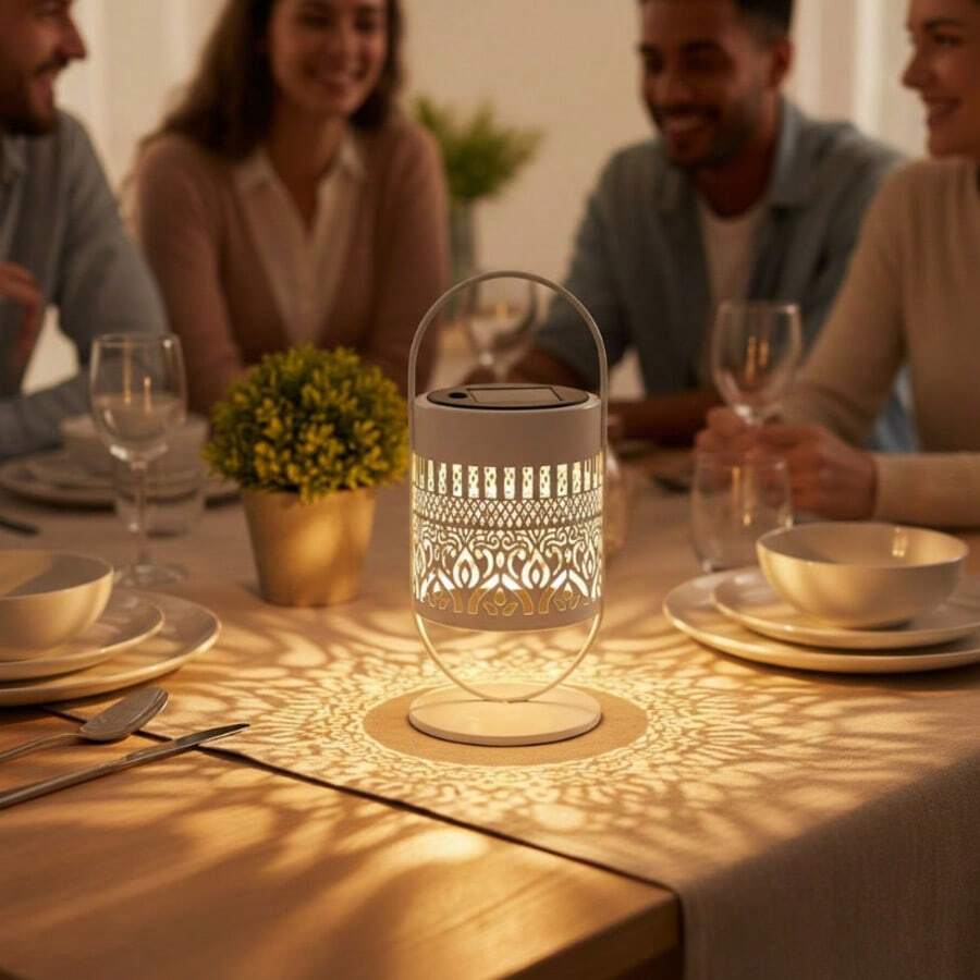 1/2pcs Solar Powered Table Lamp, Mandala Flower Pattern, Suitable For Outdoor Patio, Camping, Balcony, Bedroom, Office, Party - Mandala Desktop Decorative Lamp - View 1