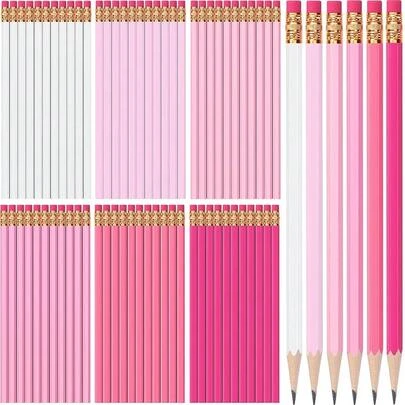 60 Pcs HB Pencils #2 Unsharpened Wood Cased Pencils With Eraser Hexagonal Pencil Cute Graphite No 2 Pen For Adults Gifts Exam Schoolsss Office Sketching Learning(Pink Series, White)