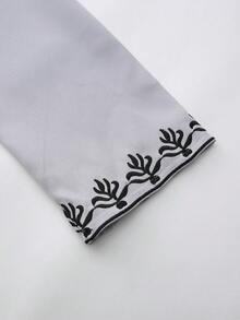 Men's Traditional Attire, African Men's 2 Pieces Set Long Sleeve Embroidered Luxury Suit, Men's Casual Holiday Outfit - Grey - View 8