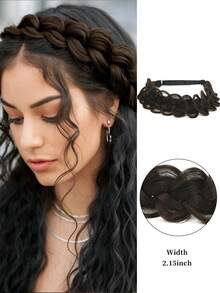 1pc Black, Gold, Brown, Dark Brown Handmade Braided Wig Headband, Suitable For Women And Girls, Synthetic Braided Hair Extensions, Elastic Headband With Adjustable Waistband, Braided Headband, Suitable For Daily Wear, Parties And Special Occasions. - Multicolor - View 12