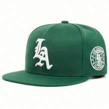 Twostyles Unisex Baseball Cap - Breathable Embroidered 'LA' Design, Adjustable Snapback, Black Retro Style, Suitable For Outdoor Sports And Casual Wear, Sun Hat, Adjustable Helmet - 卡其色 - 查看 4