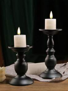Portavelas negro vintage - Diseño clásico tallado, adecuado para colocar en la mesa del comedor, estantería de la sala de estar y mesa de café. Puede sostener velas de pilar para agregar una atmósfera cálida y elegante, un artículo de decoración del hogar popular para crear un ambiente de iluminación de moda. - Multicolor - Ver 5