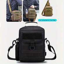 男士多功能腰包，户外MOLLE战术斜挎包，配有可调节腰带和肩带，大容量斜挎胸包，适合徒步和骑行，全天候适用 - 彩色 - 查看 5