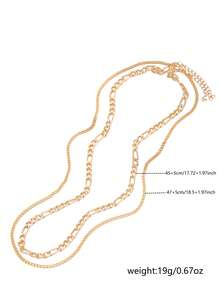 Nooxian 2pcs/Set Multi-Layer Gold Chain Necklace, Unique Personalized Women Sweater Chain Jewelry (Random Chain Clasp Quantity) - Yellow Gold - View 6