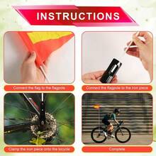 1支自行车后旗，配有可调节高度的玻璃纤维杆和反光橙色旗帜，防水全天候自行车/全地形车/多用途车/工程车辆后旗，带坚固底座 - 彩色 - 查看 4