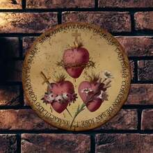 1pc 8"X8" Vintage Aluminum Wall Art Sign - Sacred Heart & Immaculate Heart Of St. Joseph, Ideal Gift For Religious Believers - TYA32600-20x20cm - 查看 2