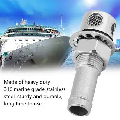 Marine Fittings: Straight Fuel Tank Vent With Mounting Gasket, 316 Stainless Steel.