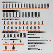Sockets - 1 Cr-mo 130 Stück 1/4", 3/8", 1/2" SAE Und Metrisch Tief & Leicht - View 4