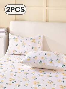 1pc/2pcs Printed Pillowcase, Without Pillow Insert, Soft & Skin-Friendly Polyester Fabric For Daily Use, Comfortable Home Textile, Suitable For Living Room, Bedroom, Outdoor, Sofa Decor, Yellow Floral Print Pattern, Oeko-Tex Certified - Multicolor - View 16