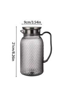 1pc Large Capacity Juice Storage Jar With Flip Lid - Refrigerator Pitcher For Hot And Cold Beverages, Reusable For Refrigerator, Pantry, Kitchen - Perfect For Tea, Water, Juice, Soup, Beverage Dispenser