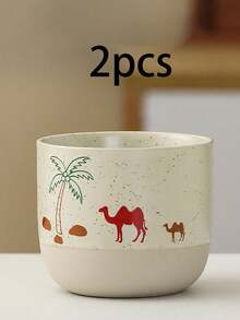Xícara de cerâmica texturizada com estampa de camelo do deserto, estilo Oriente Médio (1 unidade). Ideal para café da manhã, leite e água. Decorativa e prática, perfeita para cafés sauditas. Feita em cerâmica de alta qualidade, com capacidade de 230ml, ideal para apreciar café turco, chá preto e café árabe. Perfeita para receber convidados, em encontros, cafés ou para uso diário. Representa perfeitamente o estilo de vida e o paladar do Oriente Médio. - Multicolorido - Ver 17