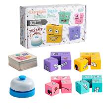 1set Building Blocks Wooden Puzzle Game Smiling Face Desktop Game Emoticon Board Games - Multicolor - View 10