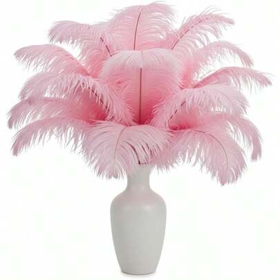 Lamar 20Pcs 10-12'' Pink Ostric Featers  Wedding Centerpieces Craf Carnival Gif Party  Arrangement Boen Ome R LigPink