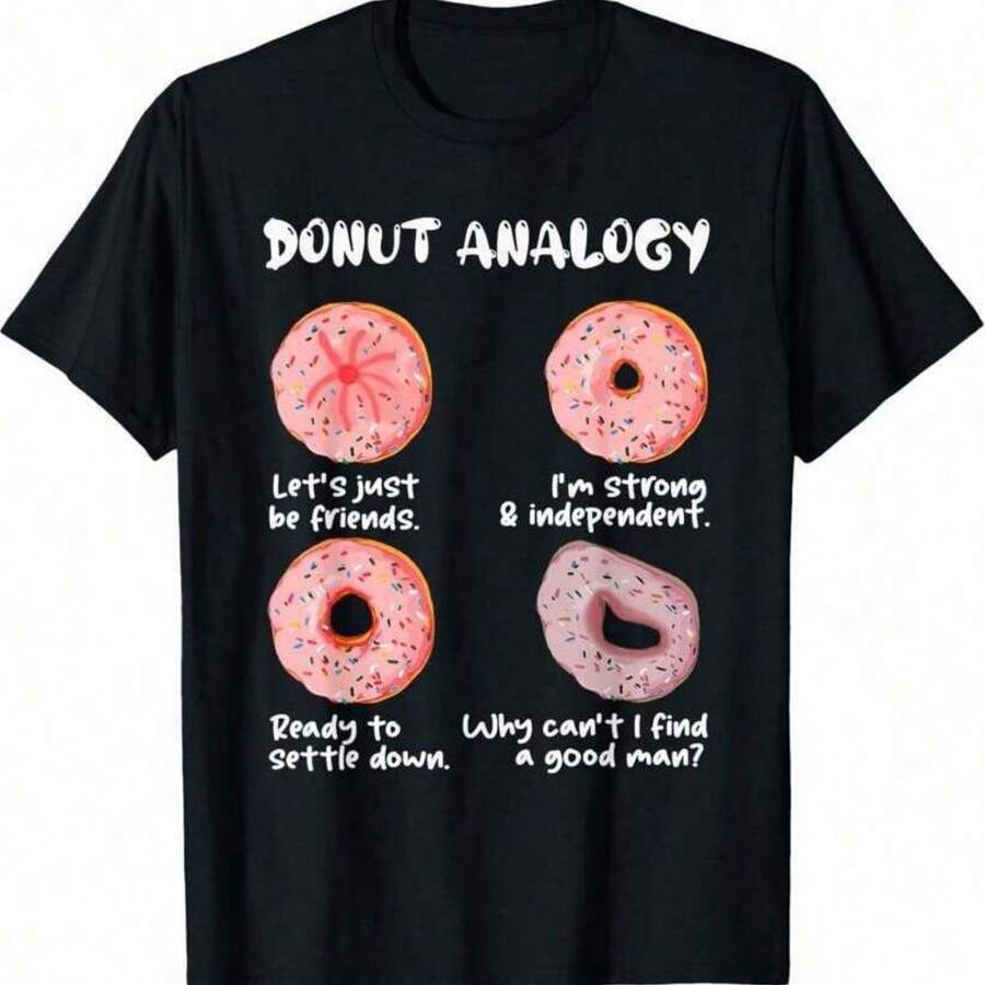 Funny Offensive Embarrassing Inappropriate Adult Humor Donut-Shirt Women Unisex Men S Cotton Short Sleeve-Shirt Summer A - 黑色 - 查看 1