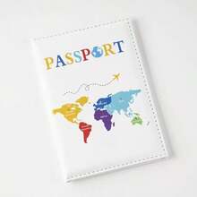 1pc Travel Passport Holder With World Map & Letter Pattern, Matte PU Material, Cross-Border Document Organizer, Holiday Accessory, Summer/Christmas Vacation Travel Passport Wallet ,Travel Essential Bag - Multicolor - View 13