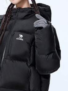 CAMEL CROWN Women's Thickened Down Jacket, Suitable For Autumn/Winter, Warm, Hooded, Down Filled, Waterproof, Insulated - Phantom Black - View 5