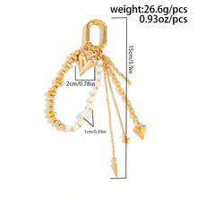 1pc Women's New Ins-Style Faux Pearl & Sequin Heart Pendant Keychain, Fashionable Unique Bag Charm - Multicolor - View 6