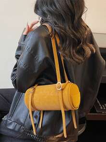 Retro Matte Cylindrical Handbag, Women's New High-End Niche Fashion Multi-Function Commuter Shoulder/Underarm Bag, Phone & Coin Purse