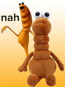 30cm/11.81in Marcus The Worm Plush Toy White-Eyed Thin Worm Stuffed Animals Plushies Decorate Creative Gifts For Kids Birthday Party Home Girls Room Decor Game Collector - Brown - View 1