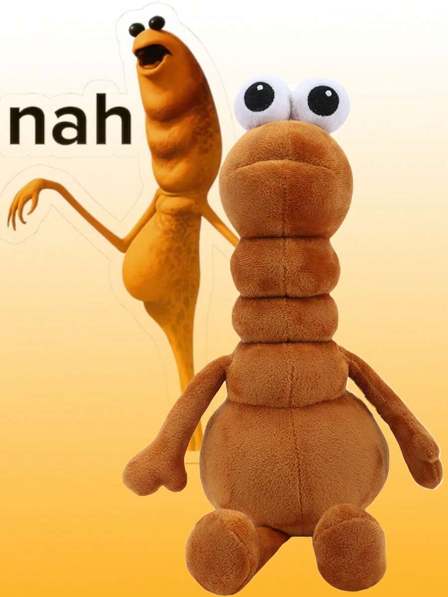 30cm/11.81in Marcus The Worm Plush Toy White-Eyed Thin Worm Stuffed Animals Plushies Decorate Creative Gifts For Kids Birthday Party Home Girls Room Decor Game Collector - Brown - View 1