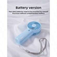 2025 Latest Portable Mini Handheld Fan - Lightweight, Battery-Powered (AAA) For Office, Travel, And Camping - Pink & White Options, Wearable Design (Batteries Not Included), Personal Cooling Device |    Mini Fans |   Durable Plastic Construction, Mini Handheld Fa - 藍色 - 查看 1