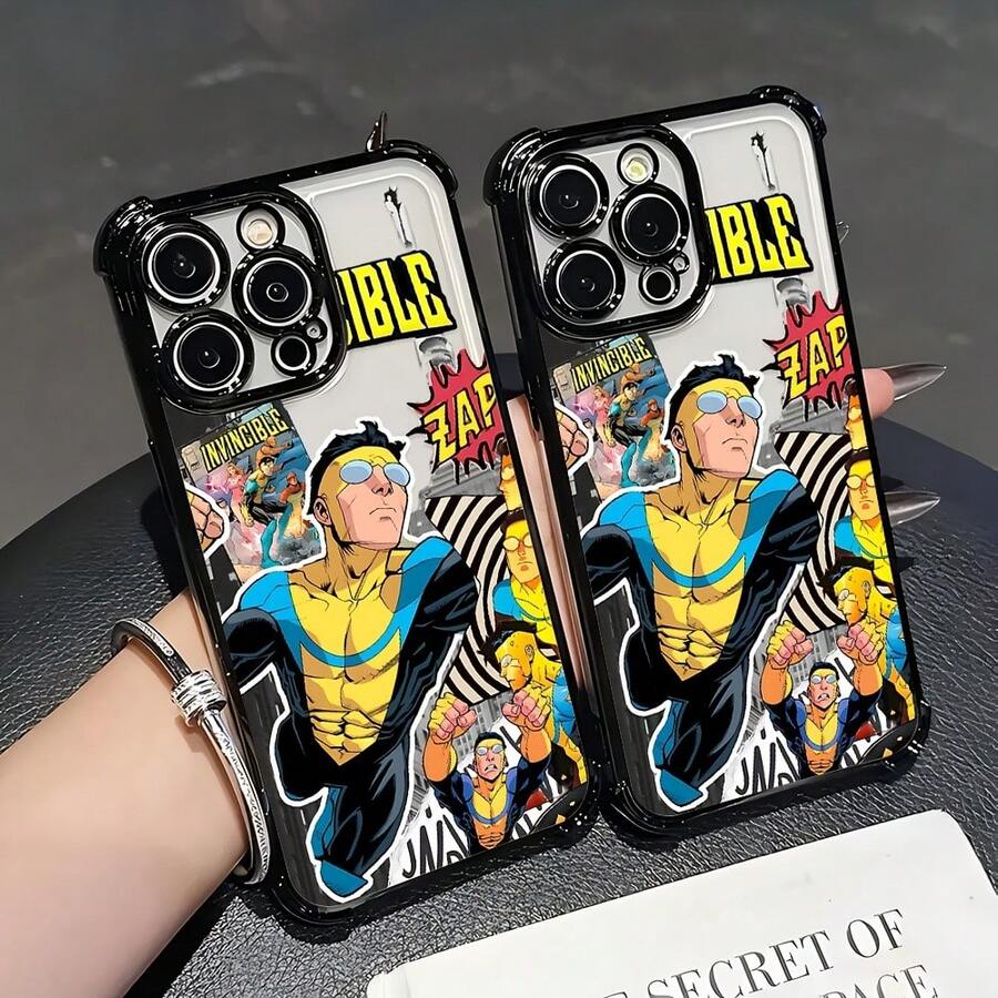 Comic Invincible Phone Case Compatible With  17 16e 16 15 14 13 12 11 Mini Pro Max Air X XR XSMAX 8 7 Plus Shockproof Transparent Soft Back Case Funda Para  17 Pro Forros Para  Cheap  17 Case - 混合顏色 - 查看 1