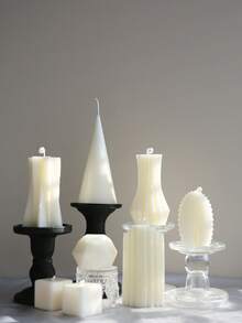 1PC White Multi-Shape Scented Candles Textured Decorative Pillar Candles Ins-Style Minimalist Home Decor Table Centerpiece Photo Prop Wedding Gift For Her Elegant Holiday Ambience Candles - White - View 2