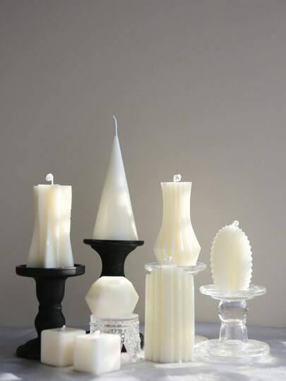 1PC White Multi-Shape Scented Candles Textured Decorative Pillar Candles Ins-Style Minimalist Home Decor Table Centerpiece Photo Prop Wedding Gift For Her Elegant Holiday Ambience Candles