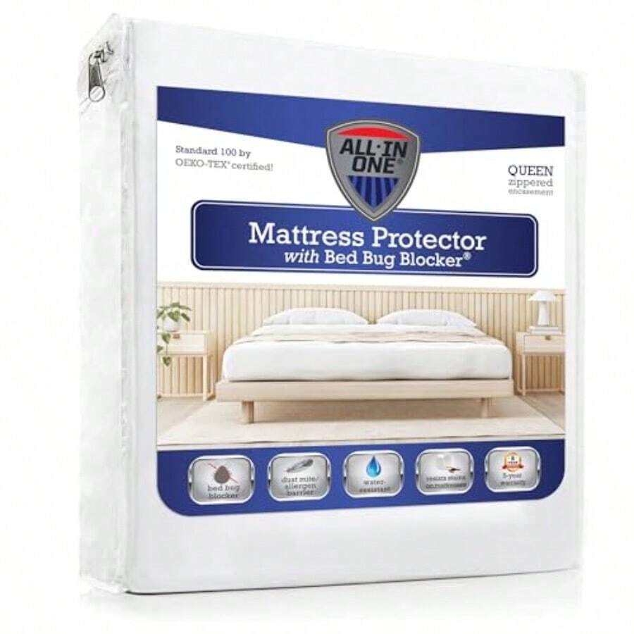 FIAN FRE146XXWHIT05 Cal King Non-Woven Zip Mattress Protector - Protector de colchón+Queen - Ver 1