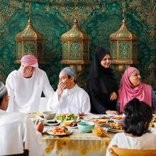 1pc Extra Large Eid Mubarak Pattern Printed Tapestry, Oversized Decorative Hanging Cloth, Home Decor, Holiday Gift, Party Decoration, With Installation Bag - Multicolor - View 6