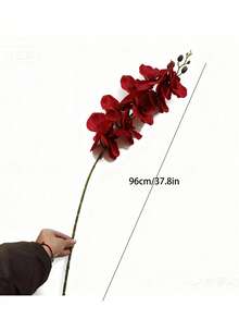 1/2/4/6支逼真深红色兰花，客厅餐桌装饰花艺摆设，婚礼订婚装饰人造花，秋季仿真花家居装饰，花园装饰婚礼装饰，婚礼花束配件，春季装饰 - 紅色 - 查看 3