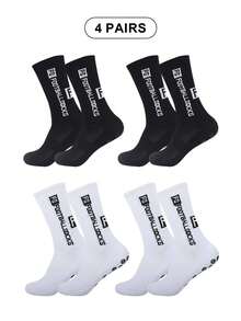 1/2/4 Pairs Men's Sports Socks, Nylon Material, Anti-Slip Gel, Suitable For Football, Running, Fitness Training, Yoga And Other Sports. Breathable Mid-Calf Socks, Long Cotton Sports Socks. Elegant And Comfortable, Soft And Casual, Suitable For Spring And Summer Wear. Elegant Japanese Style, Soft And Comfortable Japanese Casual Mid-Calf Socks.
