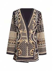 Women's Formal Heavy-Duty Vintage-Style Suit, Stylish And Elegant Brocade-Embroidered Coat, Essential For Festive Banquets - 黃色 - 查看 4
