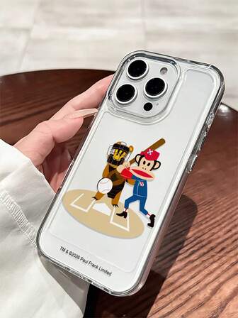 官方授权 Paul Frank 透明太空手机壳，全包防震摄像头保护，卡通猴子和熊棒球运动员图案，全新设计，适用于 13/14/15/16/17 Pro Max