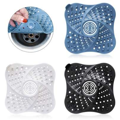 5个带吸盘的硅胶地漏盖，防堵塞淋浴地漏过滤器，多孔设计，排水顺畅，适用于浴缸、浴室洗手池、洗衣房和厨房地漏