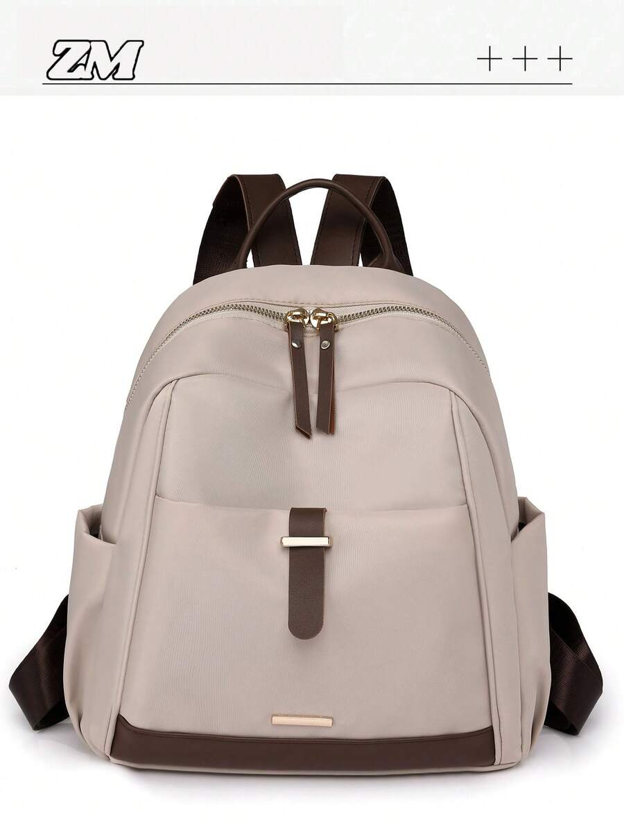 Ransel Wanita Modis dengan Warna Kontras, Tas Perjalanan Ringan Kasual Kapasitas Besar Serbaguna untuk Aktivitas Luar Ruangan, Tas Sekolah untuk Mahasiswa (Lihat Detail Warna)