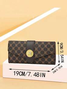 حقيبة يد نسائية مطبوعة بطبعة زهرية ذات تصميم فريد من نوعه وطي ثلاثي، أنيقة وعصرية، مناسبة للتنقل، محفظة نسائية، محفظة طويلة، محفظة نقود - بني - مشاهدة 6