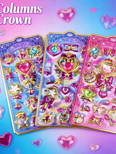 可爱的 3D 贴纸 - 浅色设计，非常适合装饰手机壳和笔记本，是 DIY 项目、制作趣味贴纸、扩展日记和计划本的理想选择，3D 浮雕贴纸、日记贴纸、装饰贴纸和文具贴纸。