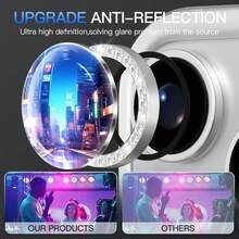 1 Set Of 3pcs Shiny Colorful Camera Lens Protector Film With Metal Ring, Compatible With IPhone 17/13/14/Pro/Max/15/16 Pro Max Applicable To Daily Shield, Office, Home Daily Shield Office Home Phone Camera Cover Sparkling Crystal Waterproof Shockproof Anti-Fall Scratch Resistant - Silver - View 3