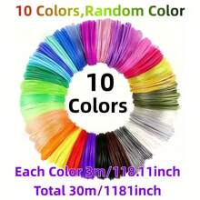 10/20/30/40色 - 3D打印笔PLA耗材，3D打印长线材，每种颜色长度3米/118.11英寸，总长度30/60/90/120米，直径1.75毫米，适用于3D打印机和3D打印笔，完美礼品，颜色随机，艺术创作，创意手工艺品，趣味设计，打印流畅。 - 彩色 - 查看 16