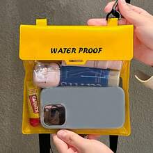 1pc Waterproof Phone Pouch Bag, Large Capacity Diagonal Shoulder Strap, Touchscreen Compatible, For Swimming - Multicolor - View 3