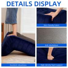 MMC-LANSE Ergonomic Suede Pouf Chair With 5-Point Body Support And Multi-Purpose Design - Blue - View 5