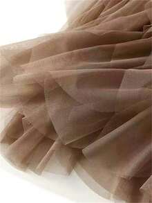1pc Women's Asymmetrical Layered Ruffle Mesh Puff Mini Skirt Spring - Coffee Brown - View 6