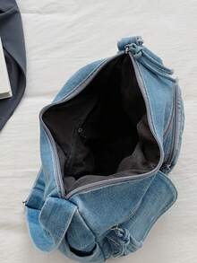 New Chic Casual Shoulder Bag Made Of Soft, Multi-Layered Denim With Multiple Pockets, Versatile, Suitable For Work, Shopping And Travel. - Ginger - View 10