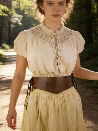 Medieval Witch Hunter Viking Pirate Waist Belt, Women's Elf Knight Cosplay Costume PU Leather Belt