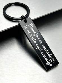 1 pieza Llavero con texto en español "Conduce con cuidado", regalo para papá, conductor de camión - Negro - Ver 4