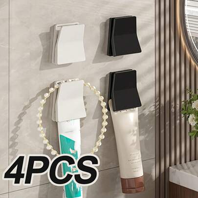 4pcs Large Self-Adhesive Clips, Toothpaste & Facial Cleanser Clips, Multi-Purpose Tapestry Hangers, Wall Tapestry Clips, No Drill Adhesive Towel Racks, Suitable For Bathroom, Kitchen, Home, Office, Hotel And More