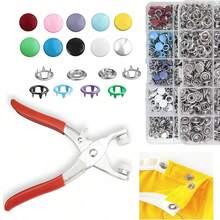 200 Sets Metal Snaps Buttons With Fastener Pliers Press Tool Kit Perfect For DIY Crafts Clothes Hats And Sewing, Snap Button Fasteners Kit For Clothing Sewing - Multicolor - View 3