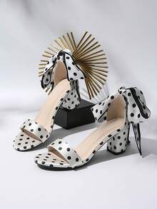 Teen Summer Elegant Bow High Heel Sandals, Fashion Versatile Match, Stable Chunky Heel Comfortable Shoes - White - View 2